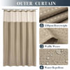 Picture of Extra Long Waffle Weave Shower Curtain with Snap-in Fabric Liner Set, 12 Hooks Included - 71" x 84", Hotel Style, Mesh Top Window, Machine Washable & Water-Repellent - 71x84, Linen