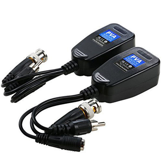 Picture of UHPPOTE CCTV RJ45 CAT5 Cable Video Power Balun Transmitter PVA with Audio Gold Plated BNC