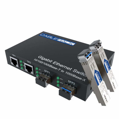 Picture of CableRack Gigabit Media Converter Multimode to Singlemode All-in-one (3 Configurations) Fiber Switch with Dual 10/100/1000M Ethernet Ports (1 Pack)