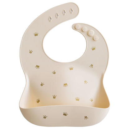 Picture of mushie Silicone Baby Bib | Adjustable Fit Waterproof Bibs (Crowns)