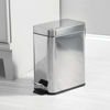 Picture of mDesign Small Modern 1.3 Gallon Rectangle Metal Lidded Step Trash Can, Compact Garbage Bin with Removable Liner Bucket and Handle for Bathroom, Kitchen, Craft Room, Office, Garage - Chrome