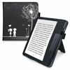 Picture of kwmobile Case Compatible with Kobo Libra H2O - Case PU Leather Cover with Magnet Closure, Stand, Strap, Card Slot - Dandelion Love White/Black