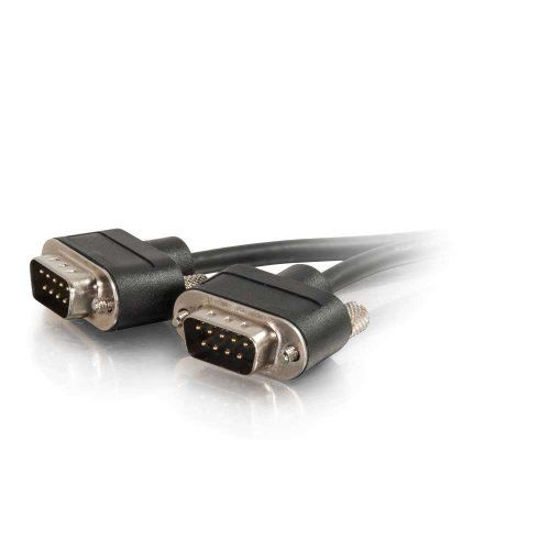 Picture of C2G 52167 Serial RS232 DB9 Null Modem Cable with Low Profile Connectors M/M, in-Wall CMG-Rated, Black (10 Feet, 3.04 Meters)