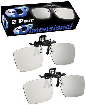 Picture of ED 2 Pack CINEMA Clip-On 3D GLASSES For LG 3D TVs - Adult Sized Passive Circular Polarized 3D Glasses