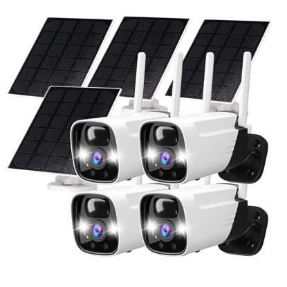 Picture of ELECCTV 3MP Security Camera Wireless Outdoor with Color Night Vision, No Monthly Fee Solar Powered WiFi System Surveillance Camera with 2 Way Talk,IP65, AI Detection, Compatible with Alexa- 4 Pack