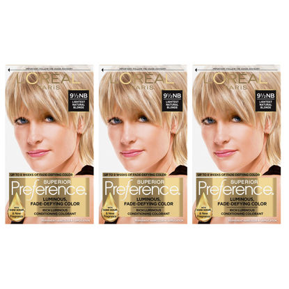 Picture of L'Oreal Paris Superior Preference Fade-Defying + Shine Permanent Hair Color, 9.5N Lightest Natural Blonde, Pack of 3, Hair Dye