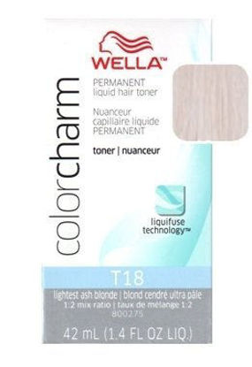 Picture of Wella Color Charm Permanent Liquid Hair Toner, Lightest Ash Blonde [T18] - (42 ML) 1.40 Oz (Limited Edition)