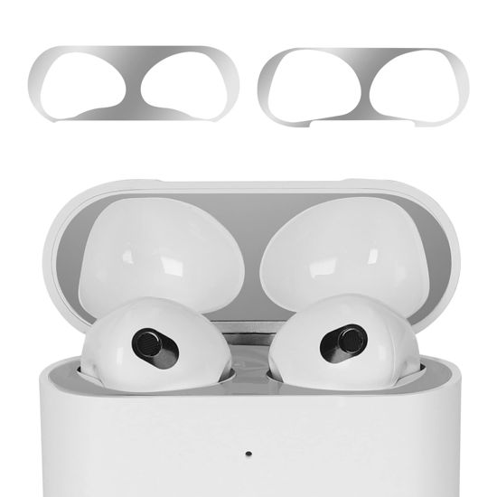 Picture of kwmobile Set of 2 Dust Guards Compatible with Apple AirPods 3 - Anti-Dust Protection Stickers - Grey