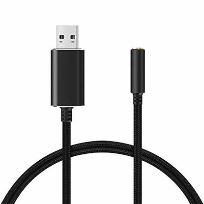 Picture of CANFON USB to 3.5mm Headphone and Microphone Jack Audio Adapter with 3.5mm Combo Aux Stereo Converter for Headset Mac PS4 PC Laptop Desktops External Sound Card Audio for Windows (100cm, Black)