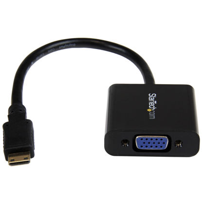 Picture of StarTech.com Mini HDMI® to VGA Adapter Converter for Digital Still Camera / Video Camera - 1920x1080 - Mini HDMI Male to VGA HD15 Female (MNHD2VGAE2)