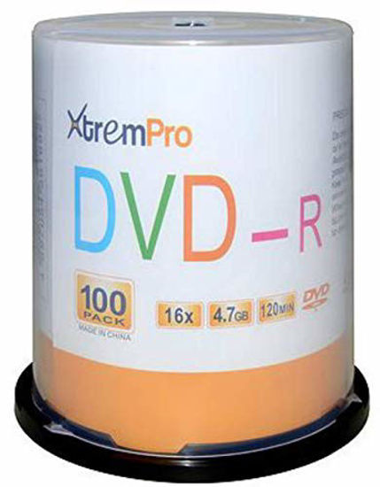 Picture of XtremPro DVD-R 16X 4.7GB 120Min DVD 100 Pack Blank Discs in Spindle - 11033