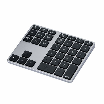 Picture of Bluetooth Numeric Keypad Aluminum Ultra-Slim Wireless Number pad 35 Keys Rechargeable USB Type-c Extend Keyboard Accounting Data Entry excel Spreadsheets Compatible with Windows System Laptop, Desktop