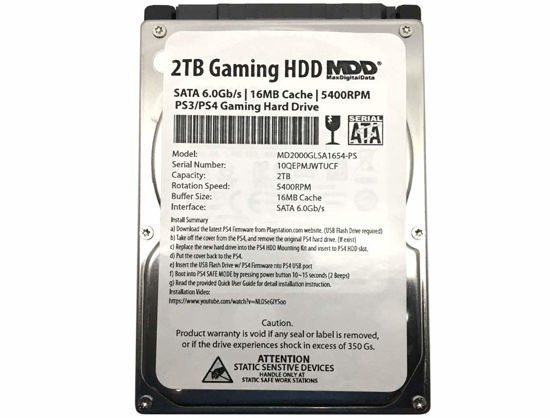 Picture of MaxDigitalData (MD2000GLSA854-PS) 2TB 5400RPM 8MB Cache (9.5mm) SATA 6.0Gb/s 2.5" PS4 Gaming Hard Drive - 2 Year Warranty