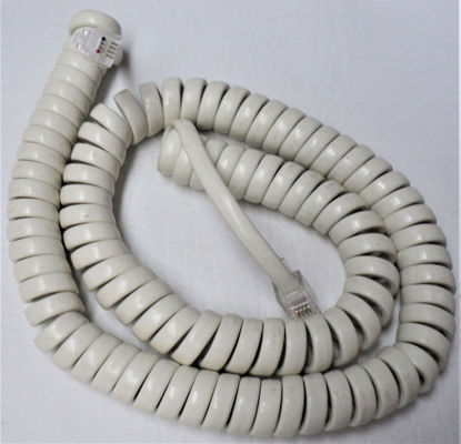 Picture of Light Ivory Medium Length Handset Cord Compatible with AT-T Landline Phone Trimline 205 210 500 2500 554 2554 Rotary Princess Receiver Curly Coil (12' Ft) by DIY-BizPhones