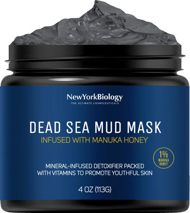 Picture of New York Biology Dead Sea Mud Mask for Face and Body with Manuka Honey - Spa Quality Pore Reducer for Acne, Blackheads and Oily Skin, Natural Skincare for Women, Men - Tightens Skin - 4 oz