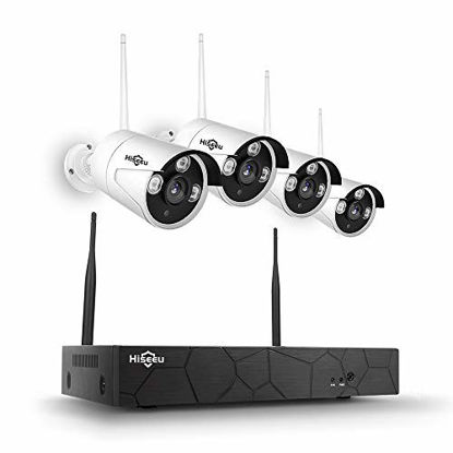 Picture of OWSOO 4CH Security CCTV Surveillance System Wireless NVR Kit 1080P 4 WiFi Camera Home Security Camera HD Monitor WiFi Home Security Night Vision P2P Motion Detection