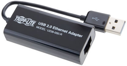 Picture of Tripp Lite USB 2.0 Hi-Speed to Ethernet NIC Network Adapter, 10/100 Mbps (U236-000-R), Black