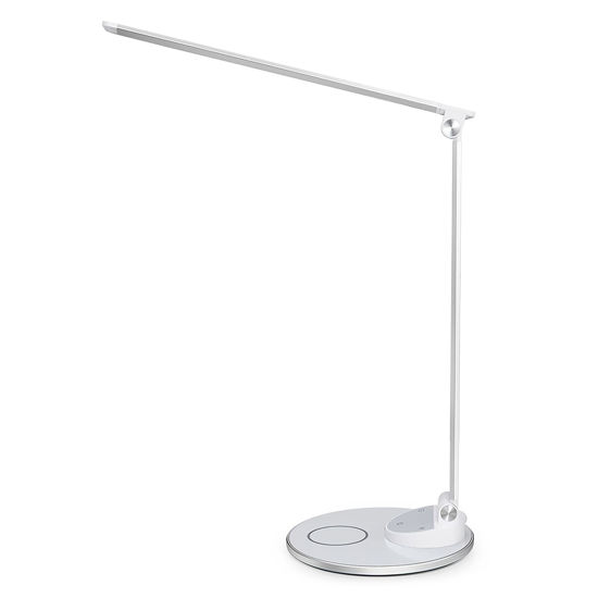 Picture of WorkPro™ LED USB Desk Lamp with Qi Certified Wireless Charger, 16-1/2"H, White/Silver