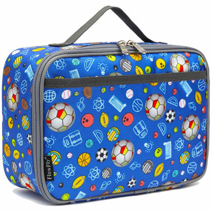 Picture of FlowFly Kids Lunch box Insulated Soft Bag Mini Cooler Back to School Thermal Meal Tote Kit for Girls, Boys,football