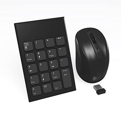 Picture of Rytaki Numeric Keypad & Mouse Combo, 2.4G Wireless Mini USB Number Pad Keyboard and Mouse Combo with USB Receiver for Laptop Desktop PC Notebook- Just One USB Receiver