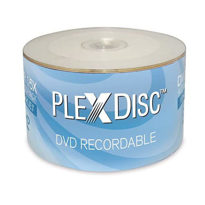 Picture of PlexDisc 632-210 16x 4.7GB White Inkjet Hub Printable DVD-R 50 Disc Spindle