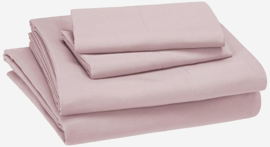 Picture of Amazon Basics Kid's Sheet Set - Soft, Easy-Wash Lightweight Microfiber - Full, Light Pink