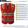 Picture of JKSafety 9 Pockets Hi-Vis Neon Red Zipper Front MESH Safety Vest with Fluorescent Yellow Extend Edge outlining the Reflective Tapes Meet ANSI/ISEA Class 2 Standard (100-Red, 5X-Large)