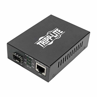Picture of Tripp Lite Cusotomizable SFP Fiber Media Converter, Fiber to Ethernet Converter, Gigabit, POE+, 10/100/1000 (N785-P01-SFP)