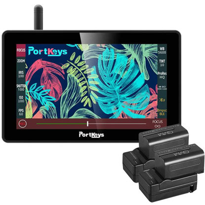 Picture of Portkeys BM5WR 5.5" HDMI Touchscreen Monitor with Camera Control Bundle with 2-Set of GVM NP-F750 4400mAh Batteries with Chargers
