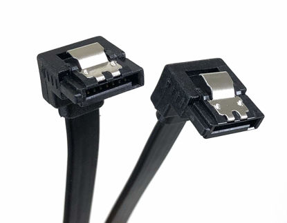 Picture of MICRO CONNECTORS F03-05MAAB 20" SATA III 6 GB/s 90° to 90° Cable with Locking Latch (Black)