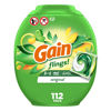 Picture of Gain flings Laundry Detergent Soap Pacs, HE Compatible, Long Lasting Scent, Original Scent, 112 count