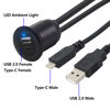 Picture of SinLoon USB C & USB A 2.0 Mount Cable 2 Ports USB C & USB A 2.0 AUX Flush Mount Car Mount Extension Cable for Car Truck Boat Motorcycle Dashboard Panel 3.3FT(USB A +Type-C)