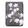 Picture of kwmobile Case Compatible with Kobo Clara HD - Case PU e-Reader Cover - Magnolias Taupe/White/Dark Grey