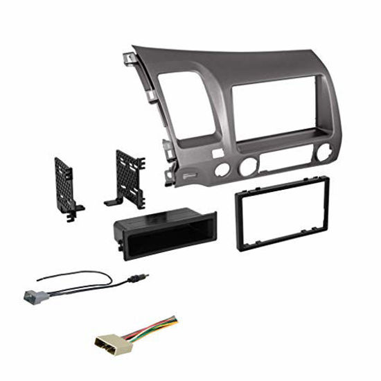 Picture of Double DIN Dash Kit for 2006-2011 Honda Civic with Antenna Adapter & Harness? (Metallic Taupe) | Compatible with All Trim Levels