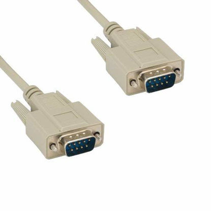 Picture of Kentek 6 Feet FT DB9 9 Pin Serial RS-232 Cable Cord 28 AWG Male to Male M/M Molded Straight-Through D-Sub Port Beige for PC Mac Linux Data