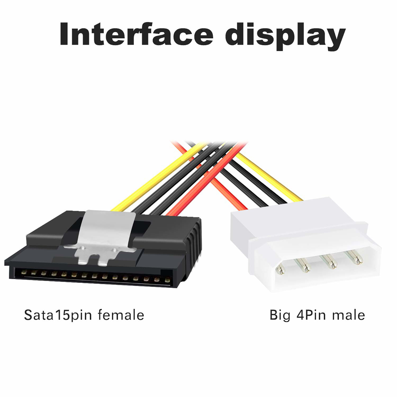 Getuscart Sata To Molex Adapter 3 Pack 4pin Molex To Sata Power Cable Sata 15 Pin Female To 5362