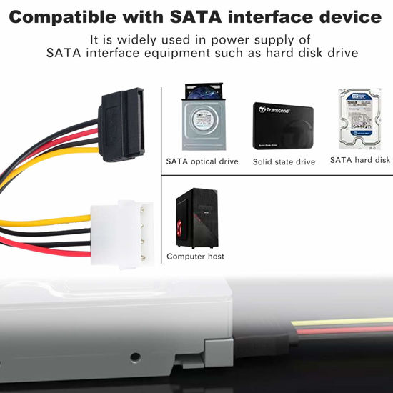 Getuscart Sata To Molex Adapter Pack Pin Molex To Sata Power Cable