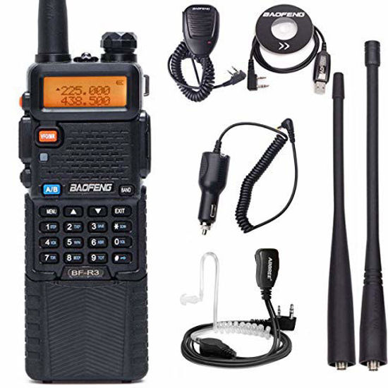 Picture of BaoFeng BF-R3 Tri-Band VHF, 1.25M, UHF with 2 Antennas 3800mAh Battery Amatuer Portable UV-5R Transmitter Two Way Radio with USB Programming Cable and Speaker,Car Charger and Earpiece