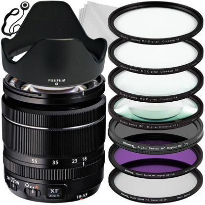 Picture of Fujifilm XF 18-55mm f/2.8-4 R LM OIS Zoom Lens with Accessory Bundle - Includes: Manufacturer Accessories, 3PC Filter Kit (UV, CPL, FLD), 4PC Macro Filter Set (+1,+2,+4,+10), Cap Keeper & MORE (13pcs)