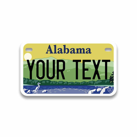 Picture of Personalized Alabama License Plate | Choose from All 50 States | Bike License Plate | 7 x 4 inch | Custom License Plate for Kids Toy Car and Wagons | Golf Cart Accessories | Motorcycle & Mopeds