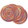 Picture of SHACOS Round Braided Placemats Set of 4 Variegated Colorful Placemats for Dining Tables Holiday Party Decor (Rainbow-Red, 4)