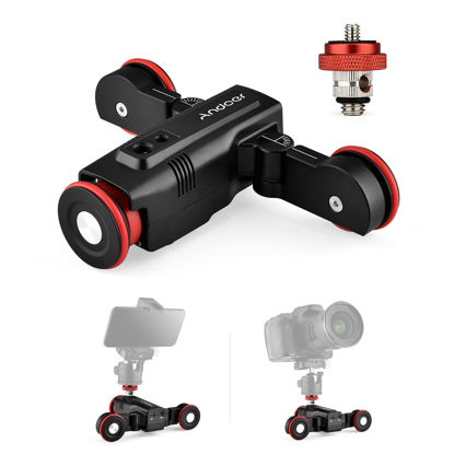 Picture of Andoer L5i Wireless Camera Video Auto Dolly 3-Wheels Motorized Slider Dolly Car Mobile APP Control Time-Lapse Straight/Curved Line Photography Adjustable Speed 3kg Load Capacity Built-in Battery