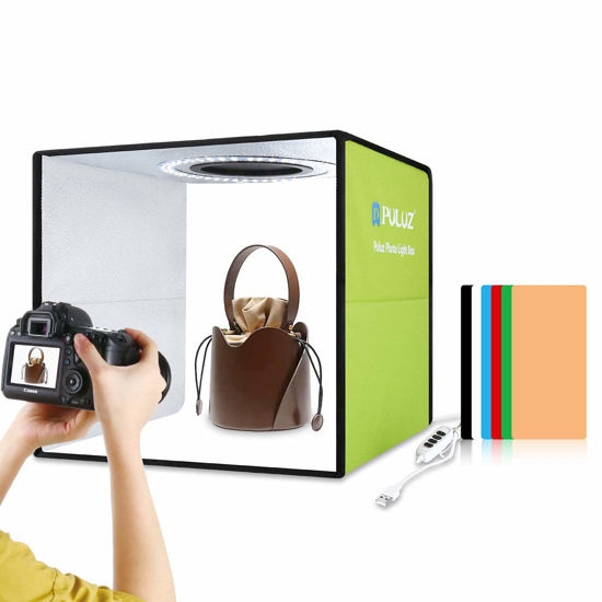 Picture of Photo Studio Light Box 11.8in/30cm PULUZ Portable Photo Studio Shooting Tent 10 Dimmable Modes Foldable Photography Light Box Kit with 6 Colors Backdrops(3 PVC Material) for Photography