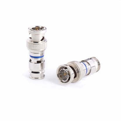 Picture of BNC Compression Connector for RG6 Coaxial Cable - Pack of 25 - Solid Construction with High Grade Metals - Male BNC Connectors for CCTV, SDI, HD-SDI, Siamese, Security Camera