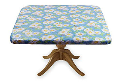 Picture of Covers For The Home Deluxe Elastic Edged Flannel Backed Vinyl Fitted Table Cover - Daisy Pattern - Square - Fits Tables up to 46" Square