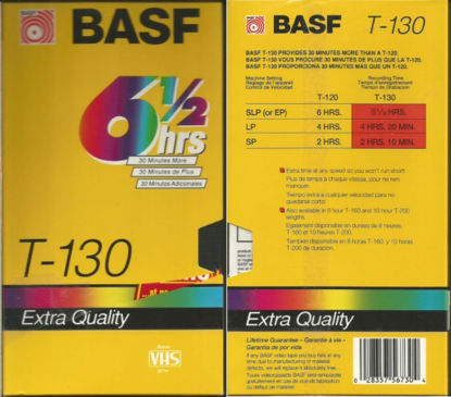 Picture of BASF T-130 6 1/2 Hour Extra Quality Blank VHS Tape (Video Cassette Recording Tape) 4-Pack