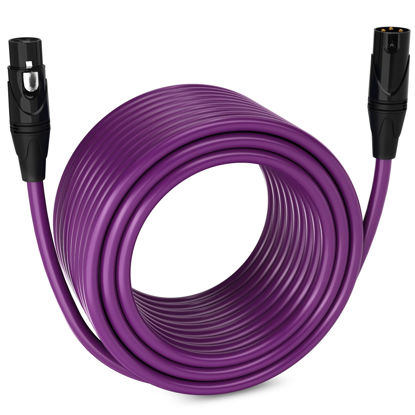 Picture of LyxPro 100 Feet XLR Microphone Cable Balanced Male to Female 3 Pin Mic Cord for Powered Speakers Audio Interface Professional Pro Audio Performance and Recording Devices - Purple