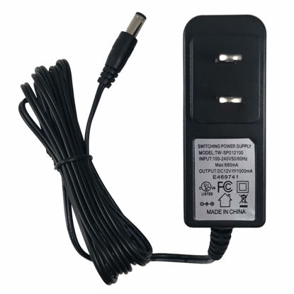 Picture of TW Lighting 12V Power Supply - TW-SP012100 12V LED Light Power Adapter, 100-240V AC to DC 12V Converter 1000mA 5.5mm x 2.1mm Plug 6ft Cord for LED Strip Light CCTV Security Camera Surveillance System