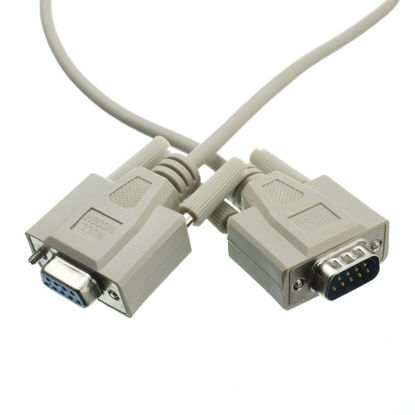 Picture of Null Modem Cable, DB9 Male to DB9 Female Serial Cable, UL Rated, 8 Conductor, Beige, DB9 Serial Null Modem Cable Male to Female, 15 Feet, CableWholesale