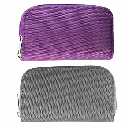 Picture of [2-Pack] Memory Card Carrying Case, Suitable for SD, SDHC, Micro SD, Mini SD and 4X CF Cards, Card Holder Bag Wallet for Media Storage Organization (Purple+Grey)